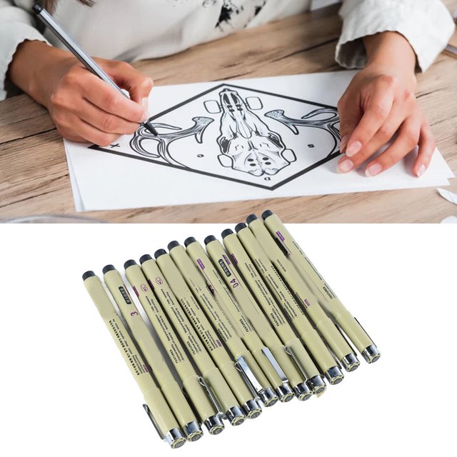 Bolígrafo de dibujo lineal bolígrafos delineadores impermeables de líneas claras de secado rápido con clip para bolígrafo para escribir ANGGREK Otros