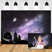 DORCEV 10x8ft Fantastic Night Starry Backdrop Universe Nebula Sparkling Stars Meteor Moon Trees Photography