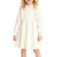 thumbnail image 3 of Otqutp Girls Sweater Dress Fall Winter Long Sleeve Cable Knit Pullover Clothes for Kids 𝗥uffle Collar Knee Length Midi Dresses, 3 of 9