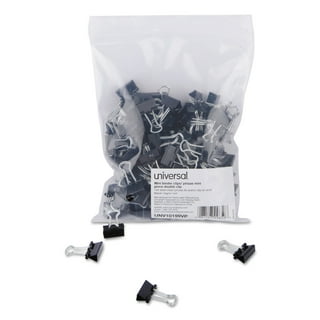 Universal UNV11112 Binder Clips with Storage Tub - Large, Black/Silver  (12/Pack) 