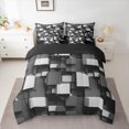 thumbnail image 3 of Homewish Teens Abstract Rectangle Bedding Comforter Set 7pcs, Black Grey Artwork Square King Bedding Sets, Teens Kids Adult Reversible Bed Sheets, Super Cozy Room Decor, 3 of 8