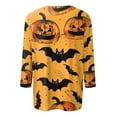 thumbnail image 4 of Camiseta para mujer, moda informal, cuello en V, manga 3/4, suelta, con estampado de Halloween, camiseta para mujer, 4 of 5