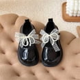 thumbnail image 5 of Toddler Girls Ankle Strap Shoes Kids Black Patent Leather Ballet Flats With Bow Pearls Adjustable Strap Comfortable Soft Sole For Daily Casual Party, 5 of 5