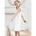 thumbnail image 5 of Aideaone Girls Nightgowns Cute Princess Sleepwear Flutter Sleeve Pajamas Nightie Dress White 5-12 Years, 5 of 7