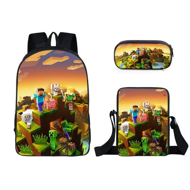 MINECRAFT school bag backpack three-piece set lunch bag stationery bag