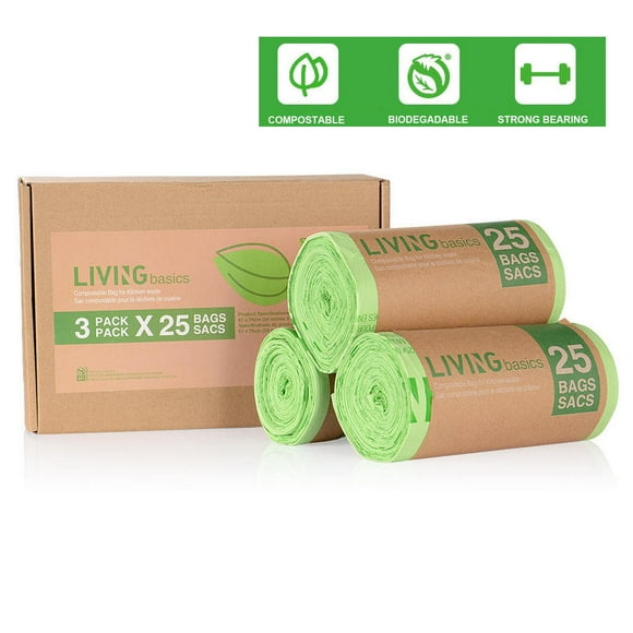 50 L Compostable Biodegradable Garbage Bags Trash Bags Eco-Friendly Garbage Bags,3*25 bags