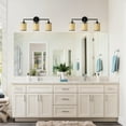 thumbnail image 3 of Aiwen 3-Light Black Boho Woven Rattan Vanity Lights with Shades, 3 of 7