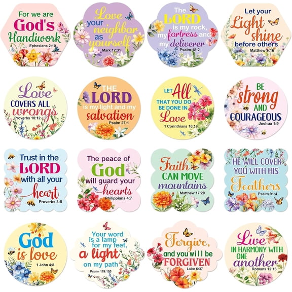 Bible Verse Stickers Floral Scripture Sticker Sheets Flower Religious Envelope Seals for Christian Sunday School Prizes DIY Art Crafts Cards Scrapbook Party Gift Decoration Supplies 200Pcs