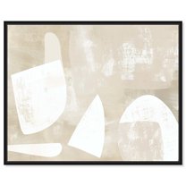 Cream And Ivory Modern Earth Tone Abstracts Canvas Wall Art by Art Remedy, Black Floater Frame, 24"x20"