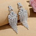 thumbnail image 4 of LAICAIW Silver Rhinestone Crystal Bridal Chandelier Long Tassels Dangle Earrings for Wedding, 4 of 5