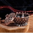 thumbnail image 2 of Retro Lotus Alloy Incense Burner with Buddha Ornaments, 2 of 5