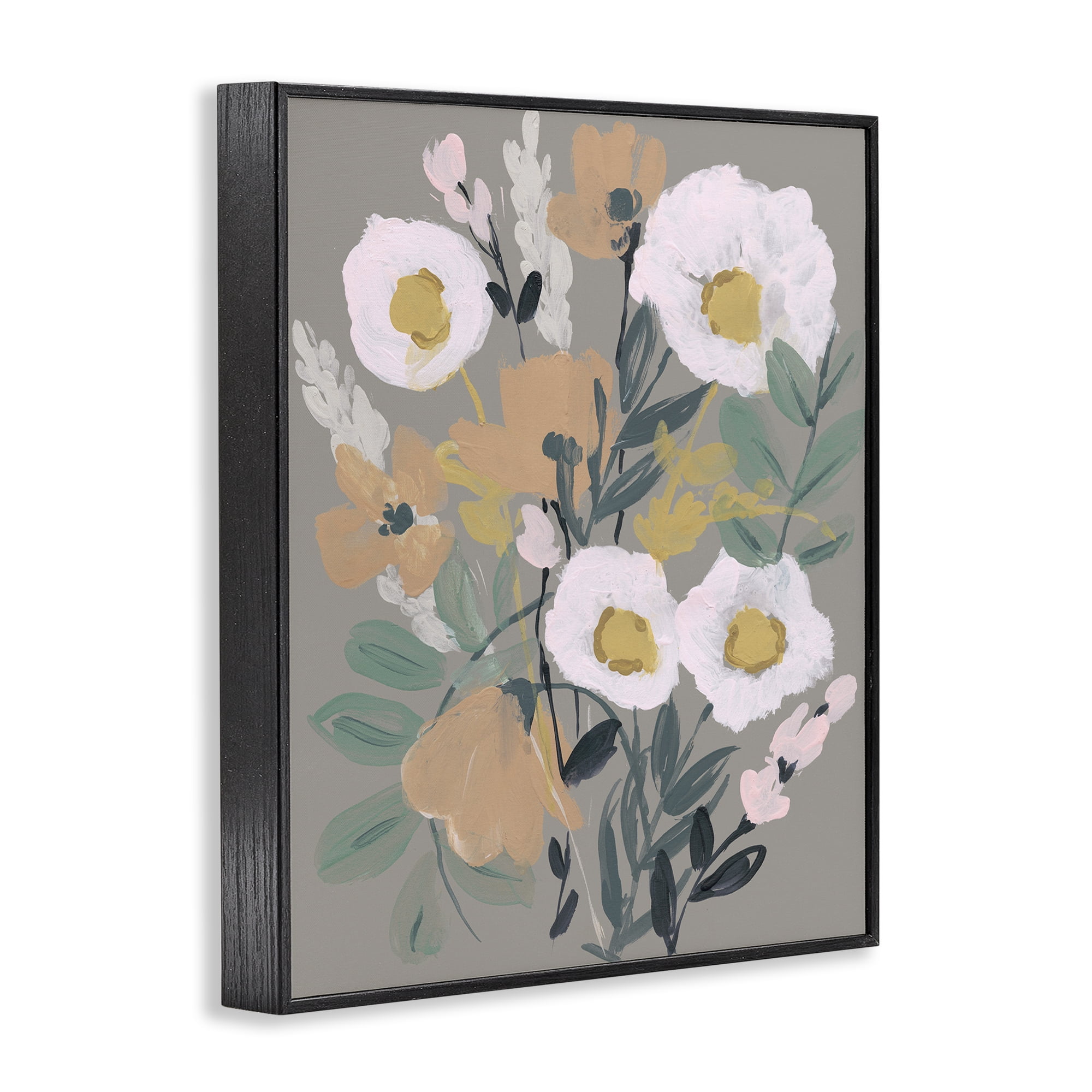 Stupell Industries Modern Poppies Collage Botanical & Floral Painting Black Framed Art Print Wall Art, 16 x 20