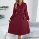 thumbnail image 1 of TaTaai Women‘s Casual Collared Dress, Long Sleeve Shirt Dress Maxi Length, Solid Color Button Down Tunic Dress, Fall Winter Office Wear Gift, 1 of 8