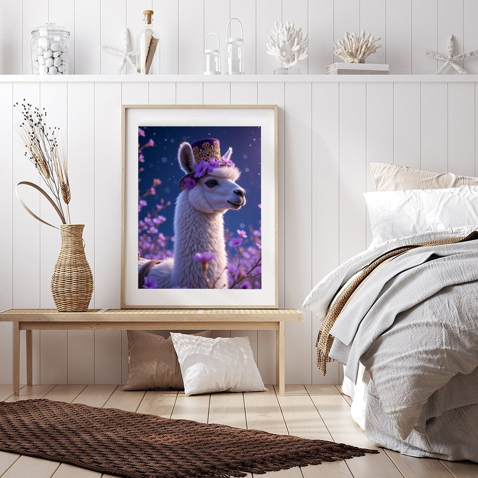 Diamond Art Kits for Adults - 5d Llama With Floral Purple Hat Diamond Painting for Adults, Diamond Art for Adults Beginners, Diamond Painting Kits for Adults for Home Wall Decor