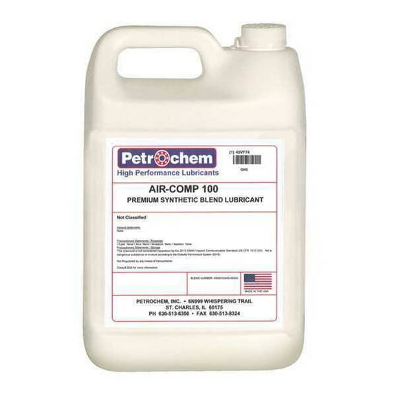 Petrochem Compressor Oil,1 gal.,Jug,Synthetic Oil AIR-COMP 100-001