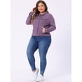 thumbnail image 3 of DARING DIVA Women's Plus Size Washed Front Frayed Classic Denim Jacket 6X Purple, 3 of 6