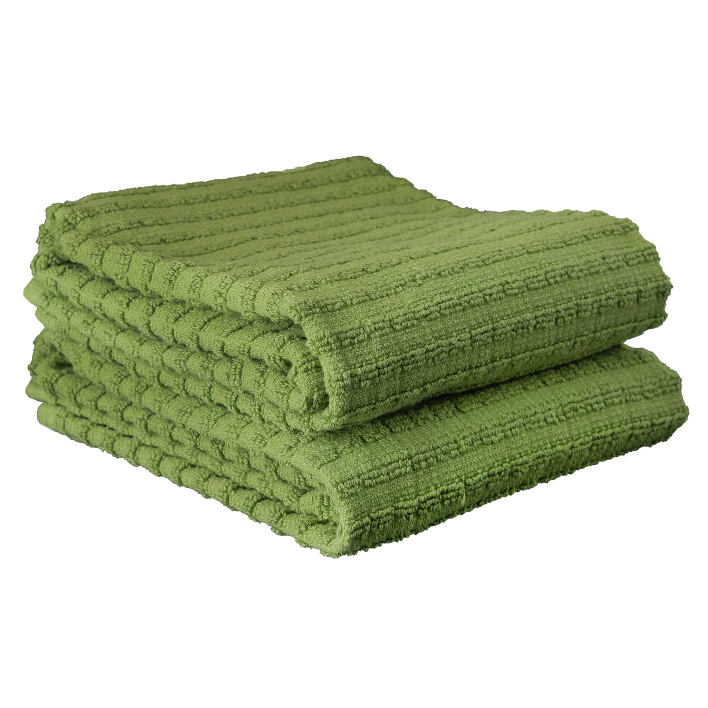 RITZ Royale Collection 100% Combed Terry Cotton, Oversized Kitchen Towel Set, 4-Pack, Solid & Coordinate, Cactus