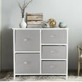 thumbnail image 1 of Armoire de Rangement d'Accent avec Cadre en Acier Robuste et 5 Bacs en Tissu, Table de Chevet Commode Unité d'Organisation, 1 of 7