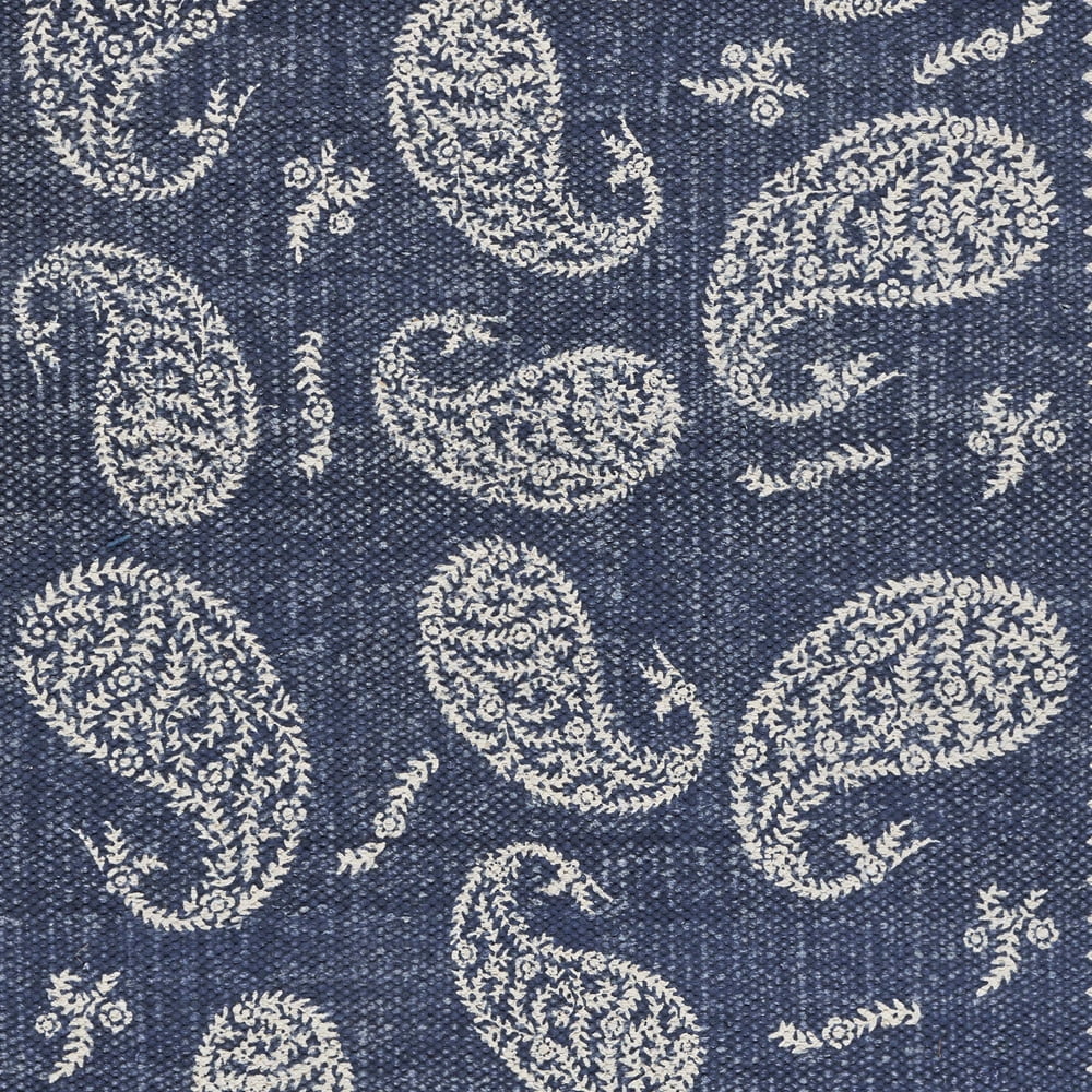 LR Home Global 2 ft. x 6 ft. Bordered Paisley Indigo Blue Runner Rug