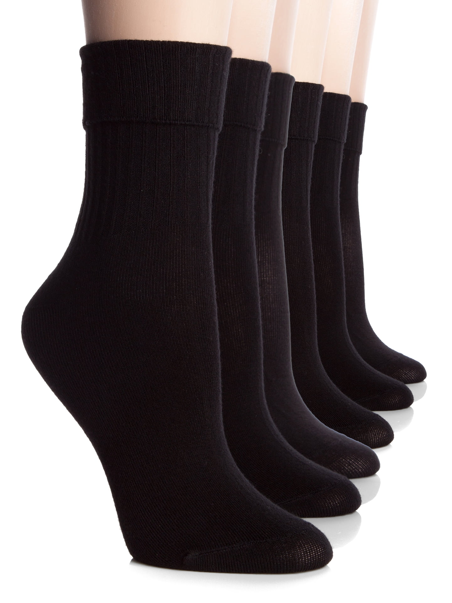 Hue Women's 6 Pack Turncuff Socks (Black)