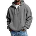 thumbnail image 2 of Huankd Oversized Hoodie Men Waffle Knit Quarter Zip Long Sleeve Casual Drop Shoulder Hooded Pullover Sweatshirt Pocket Gray S, 2 of 4