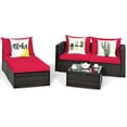 thumbnail image 6 of Costway 5PCS Patio Rattan Furniture Set Sectional Conversation Sofa w/ Coffee Table Red, 6 of 10
