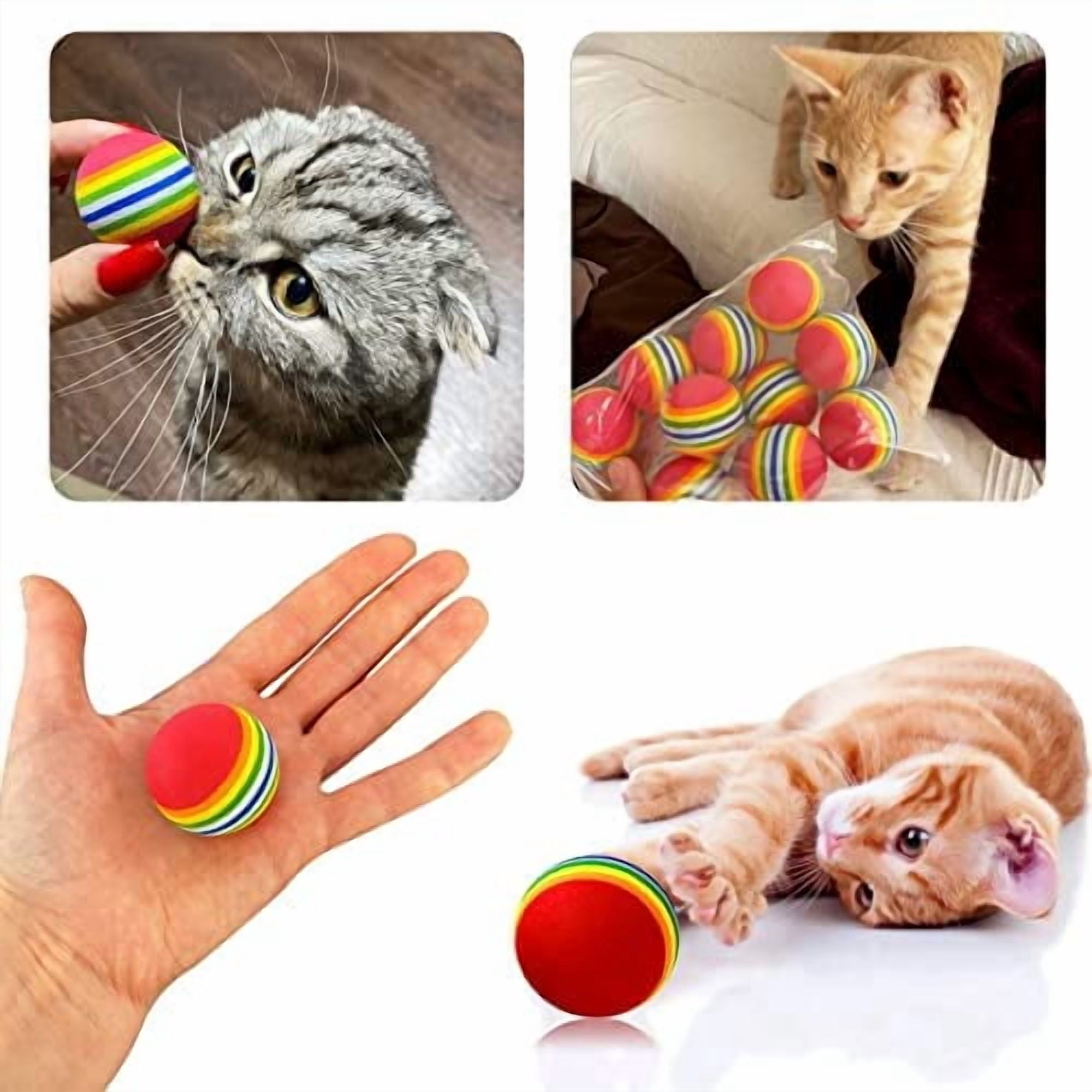 50pcs 1.38" Cat Toy Balls Interactive for Indoor Cats Red Rainbow Soft EVA Foam Kittens Favorite Toys 35mm Dia. Small Dogs Puppies Toy Balls Bulk Activity Chase Quiet Play Sponge Ball