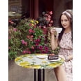 thumbnail image 4 of nqOlkjepod Yellow Lemon Summer Round Tablecloth, Fitted Table Cover with Elastic for 36"-44" Round Tables, Botanical Eucalyptus Leaves Table Cloth Outdoor Indoor Dinning Party Waterproof Tablecloths, 4 of 6