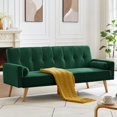 thumbnail image 2 of Mid-Century Green Linen Fabric Chester field Sofa Couch, Modern Love Seats Sofa Furniture, Upholstered Button Tufted Couch with 2 Bolster Pillows for Living Room Apartment , 2 of 8