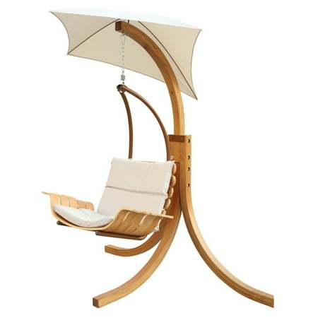 Leisure Season Swing Chair With Umbrella Medium Brown
