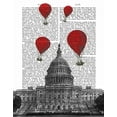 thumbnail image 2 of Fab Funky 12x14 White Modern Wood Framed Museum Art Print Titled - US Capitol Building and Red Hot Air Balloons, 2 of 4