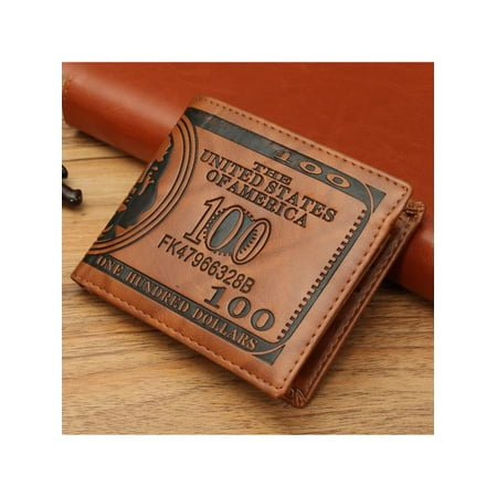 Bi Fold Short Wallet Creative Men Wallet - US Dollar Bifold Wallet PU Leather Short Purses Male Cards Wallets Notecase For Men & Boys Gifts Dark Brown ()