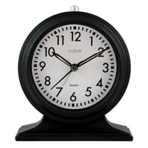 La Crosse Clock Black Mantel Silent Sweep Analog Alarm Clock, 617-3014
