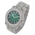 thumbnail image 3 of Charles Raymond Blinged Out Silver Hip Hop Round Luxury Mens Watch w/Iced Out Bracelet - L0504B (L0504DXB Cuban SLV Money Green), 3 of 7