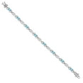 thumbnail image 3 of Gem Stone King 925 Sterling Silver Blue Zircon and Lab Grown Diamond Bracelet for Women | 5.21 Cttw | Gemstone Birthstone | Oval 6X4MM | Length 7.25 inches, 3 of 6
