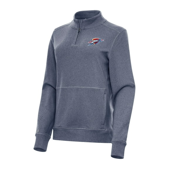 Women's Antigua Heather Navy Oklahoma City Thunder Crush Quarter-Zip Fleece Sweatshirt