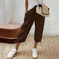 thumbnail image 2 of Lmueinov Women's 100% Cotton Drawstring Capri Pants, Loose Fit Casual Cropped Trousers with Adjustable Hem and Pockets S-3XL, 2 of 8
