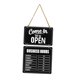 thumbnail image 4 of Letrero de horario comercial, pizarra colgante, modificable con pegatinas, abatible para abrir o cerrar. negro, 4 of 9