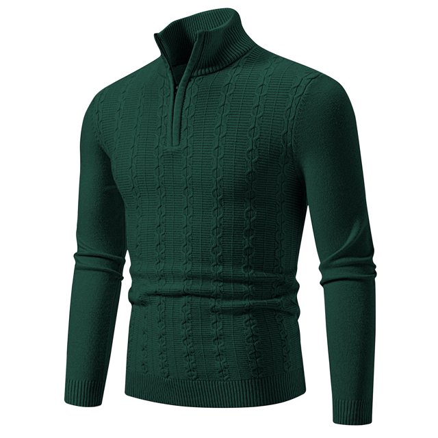 LOVZFMLL Men's Sweaters, Solid Color Turtleneck Ribbed Pullover, Fashion Casual Basic Everyday Half-Zip Layering Shirt, Warm Winter Tops, Fall Clothes