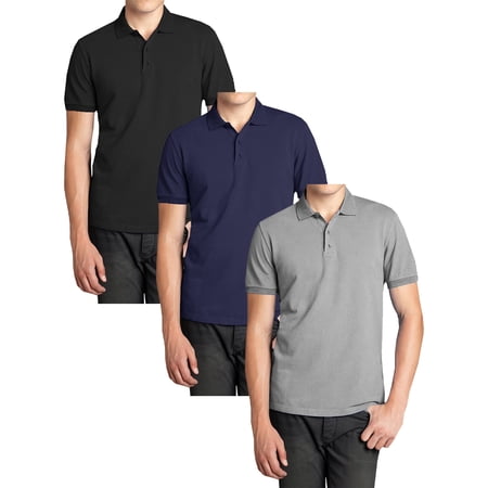 3-Pack Men's Short Sleeve Pique Polo Shirts (S-5XL)