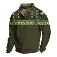 thumbnail image 2 of GrmtClth Mens Western Sweatshirts Lapel Quarter Button up Aztec Cowboy Hoodies Country Fleece Winter Pullover Sweatshirt Men 3XL, 2 of 4