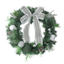 24 in. White & Silver Apple & Pine Cone Artificial Christmas Wreath - Unlit