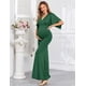 thumbnail image 4 of Vestido largo de maternidad AISWI verde con faja de flores y cuello en V, XXL, 4 of 6
