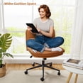 thumbnail image 2 of HELLONE Armless Desk Chair, Cross Legged Office Chairwith Wheels, Modern Wide Seat Mid Back Height Adjustable Vanity Chair for Home Office, Brown, 2 of 6