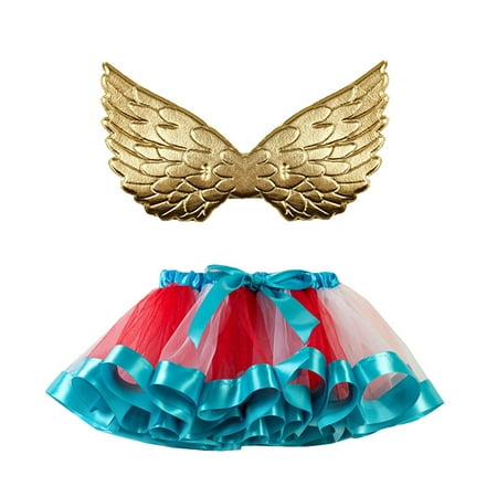 

JDEFEG Jean Jacket Big Girls Kids Girls Ballet Skirts Party Rainbow Tulle Dance Skirt with Wing Outfits Floral Skirt with Pockets Cotton Blend Red L