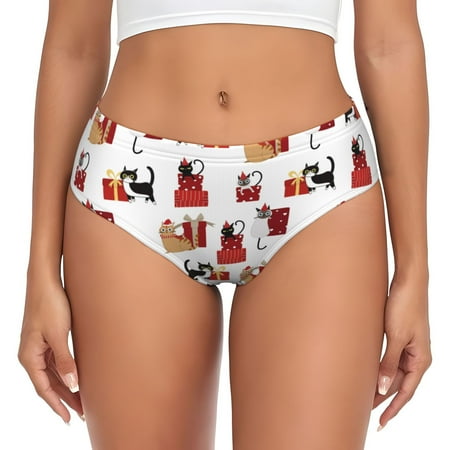 Womens Underwear - Cute Cat And Christmas Gift No Show Seamless Underwear for Women  Stretch Women s Panties  Hipster Soft Comfort Ladies Panties Bikini Underwear Briefs