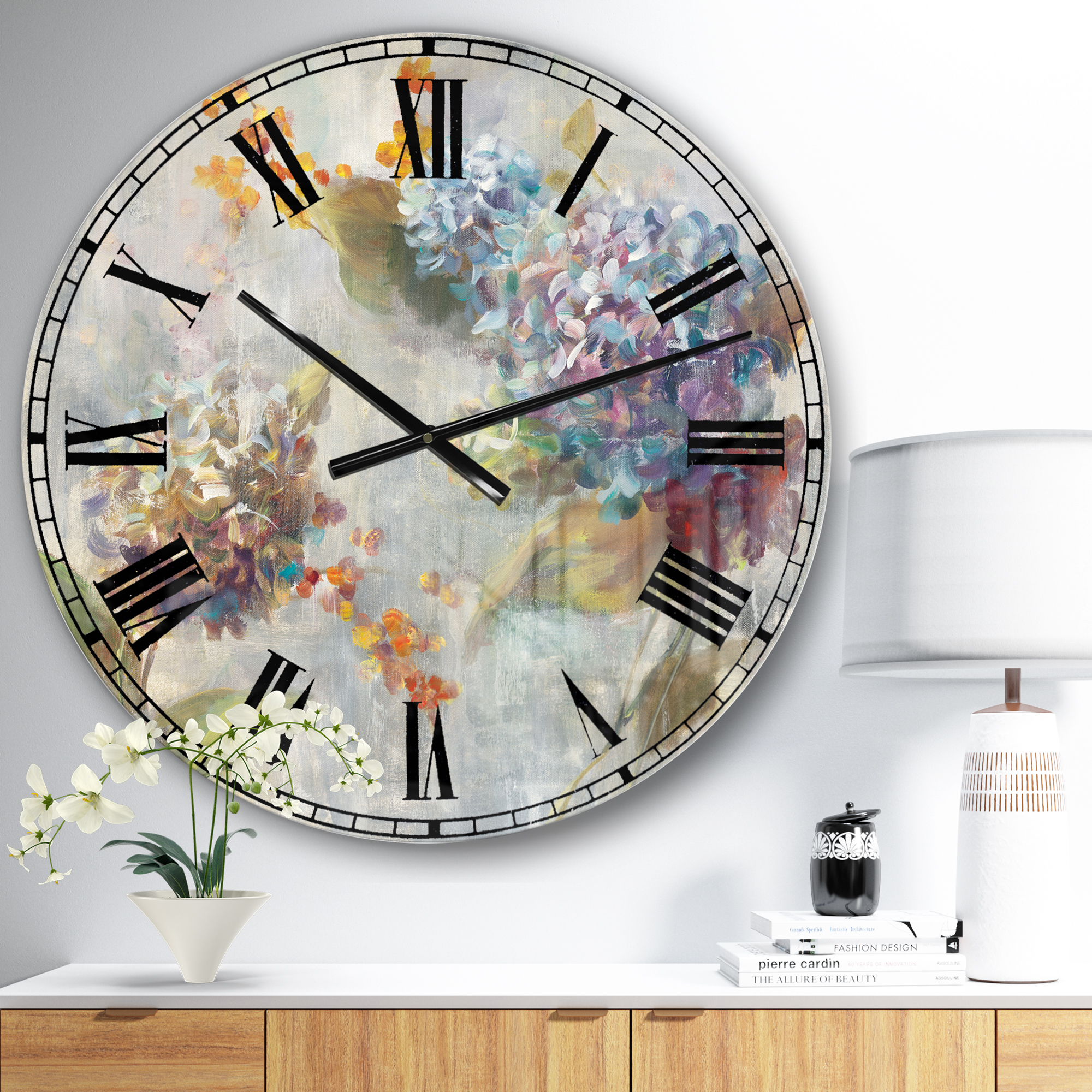 Designart Oversized Multicolor Analog Round Modern Traditional Wall Clocks, CLM30582-C23