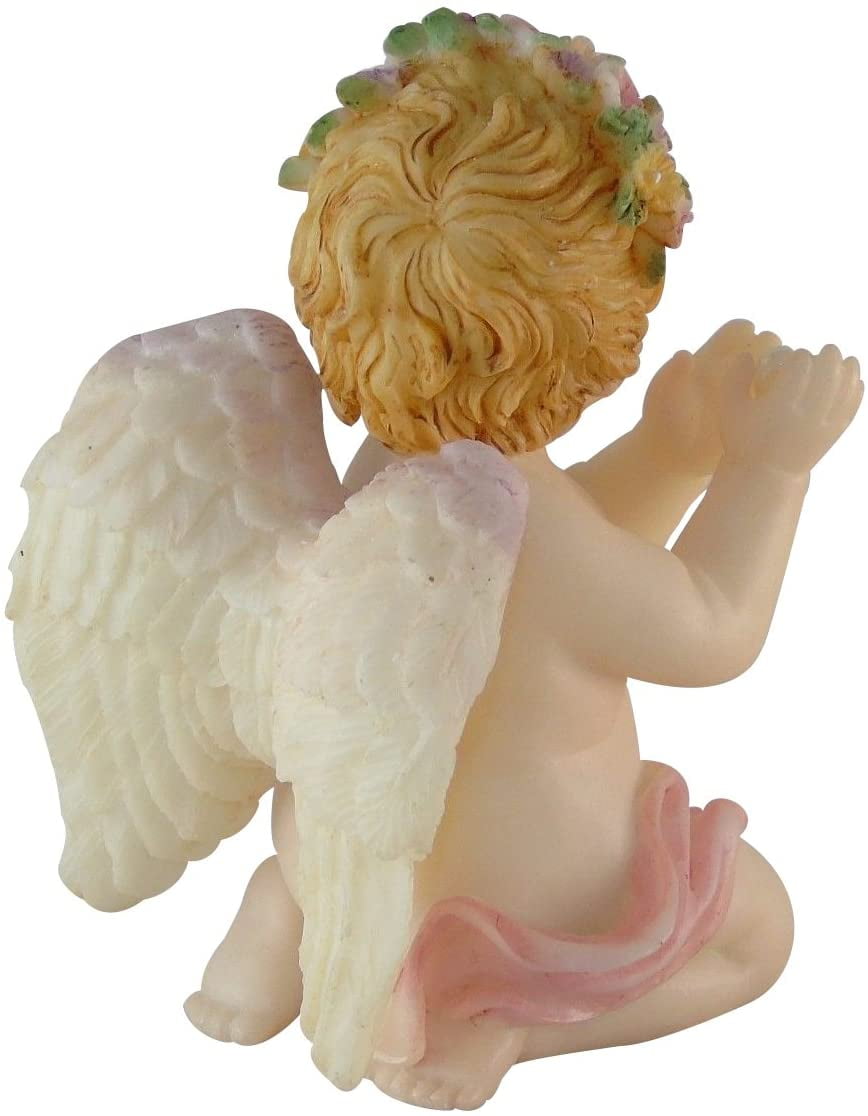 Birthstone Angel Figurine ~ Detailed Resin Sculpture w/Faux Birth Month Gemstone 