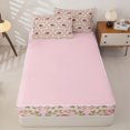thumbnail image 4 of Homewish Teens Brown Football Zipper Full Size Comforter Sets with Fitted Sheet and 2 Pillowcases,Kawaii Ribbon Bowknot Zipper Bedding Set,4pcs,Pink Reversible, 4 of 6