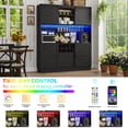 thumbnail image 2 of 75"H 63"W Farmhouse Pantry Cabinet with Hutch & Power Outlet Pegboard, Large Kitchen Storage Cabinet with 4 Sliding Barn Door with Wine Glass Rack, 2 of 8